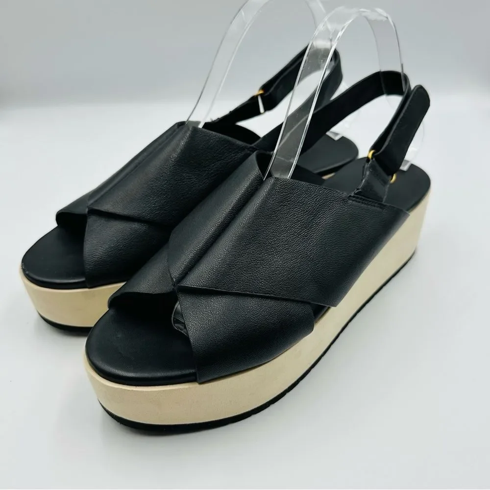 Vince Black Leather Platform Sandals Women's SZ 8.5 Versatile Comfortable